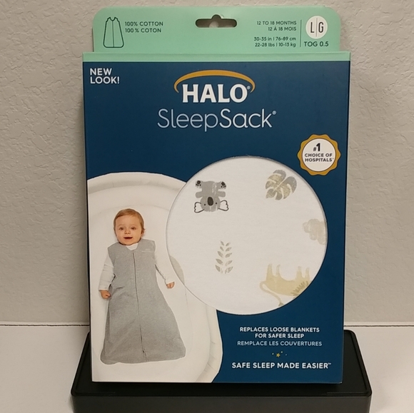 Halo SleepSack 100% Cotton Large 12-18M Wearable Blanket Animal Print Neutral - Picture 13 of 13